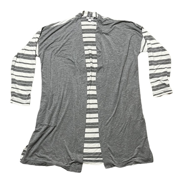J. Jill Sweaters - Pure Jill Grey & White Striped Cardigan | Women's L
